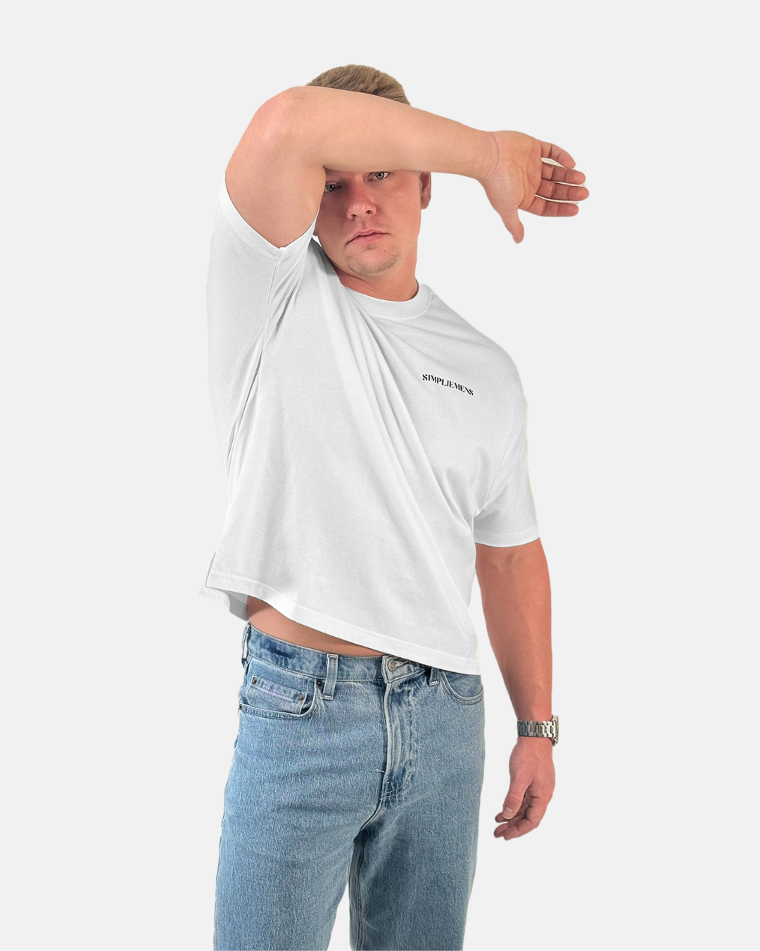 ESSENTIAL PREMIUM BOXY FIT SEMI OVERSIZED T-SHIRT (WHITE)