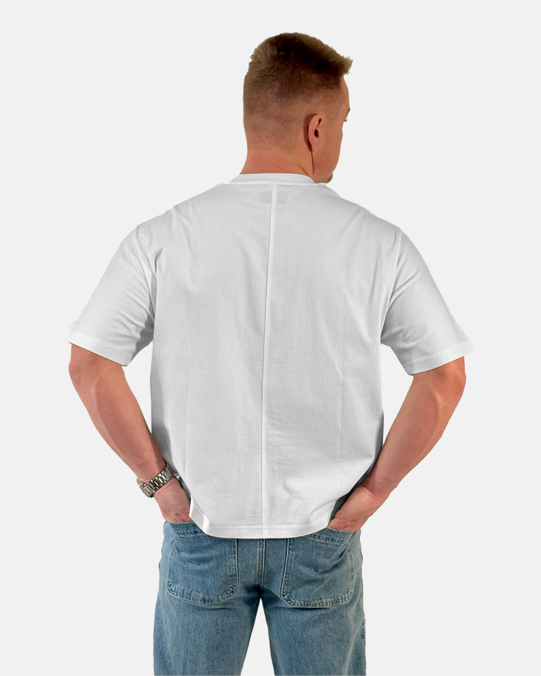 ESSENTIAL PREMIUM BOXY FIT SEMI OVERSIZED T-SHIRT (WHITE)