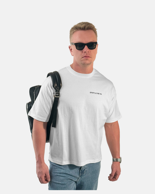 ESSENTIAL PREMIUM BOXY FIT SEMI OVERSIZED T-SHIRT (WHITE)